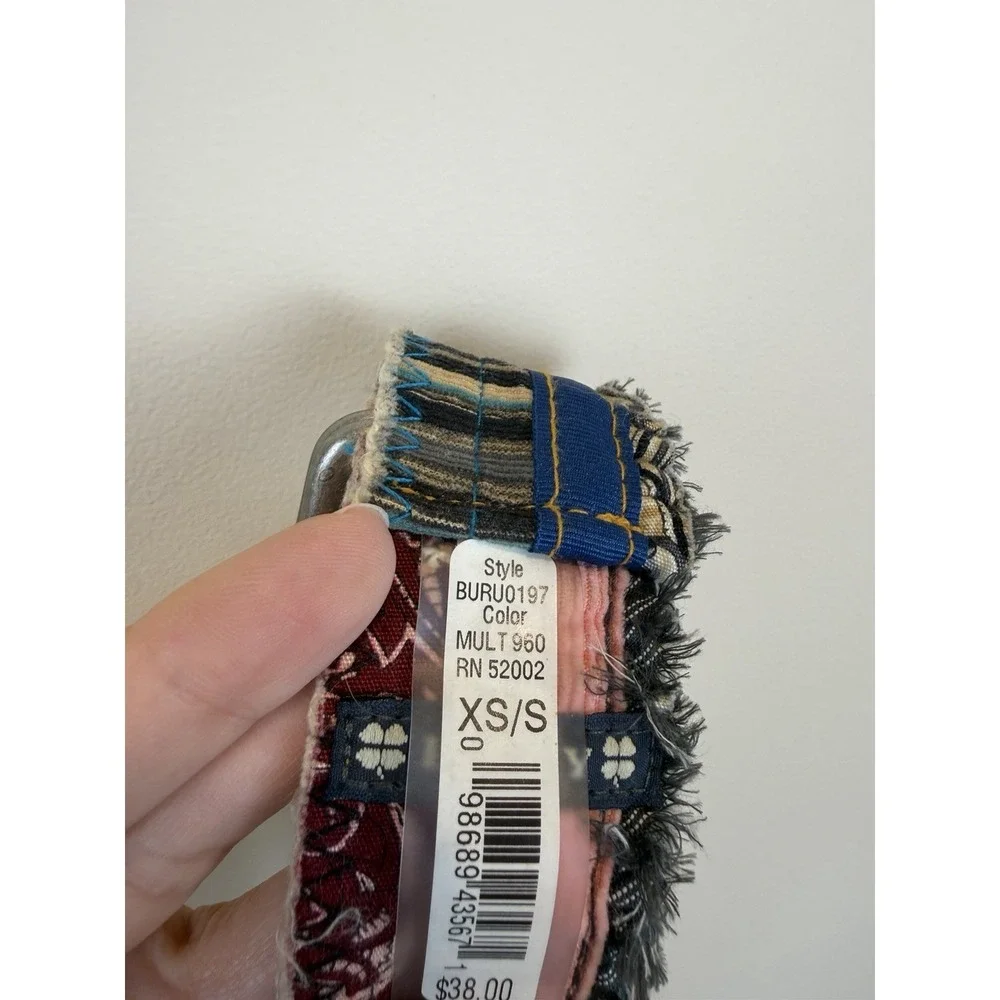 Vintage Y2K NWT Lucky Brand S/XS Patchwork Corduroy Frayed Boho Bohemian Belt